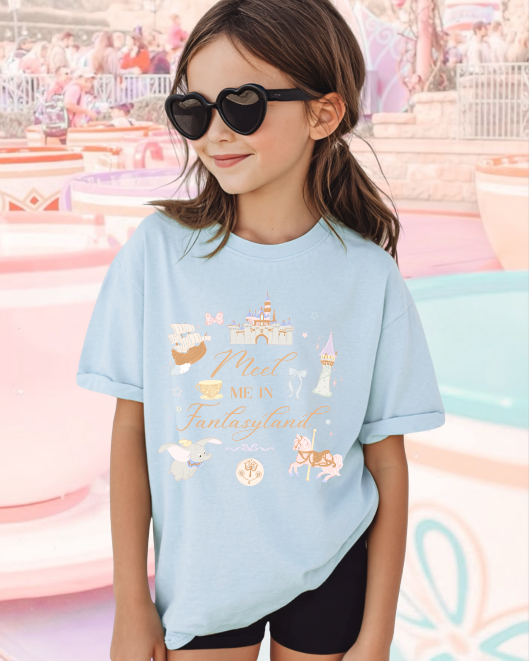 Meet Me in Fantasyland Kids Shirt, Light Blue or Lavender