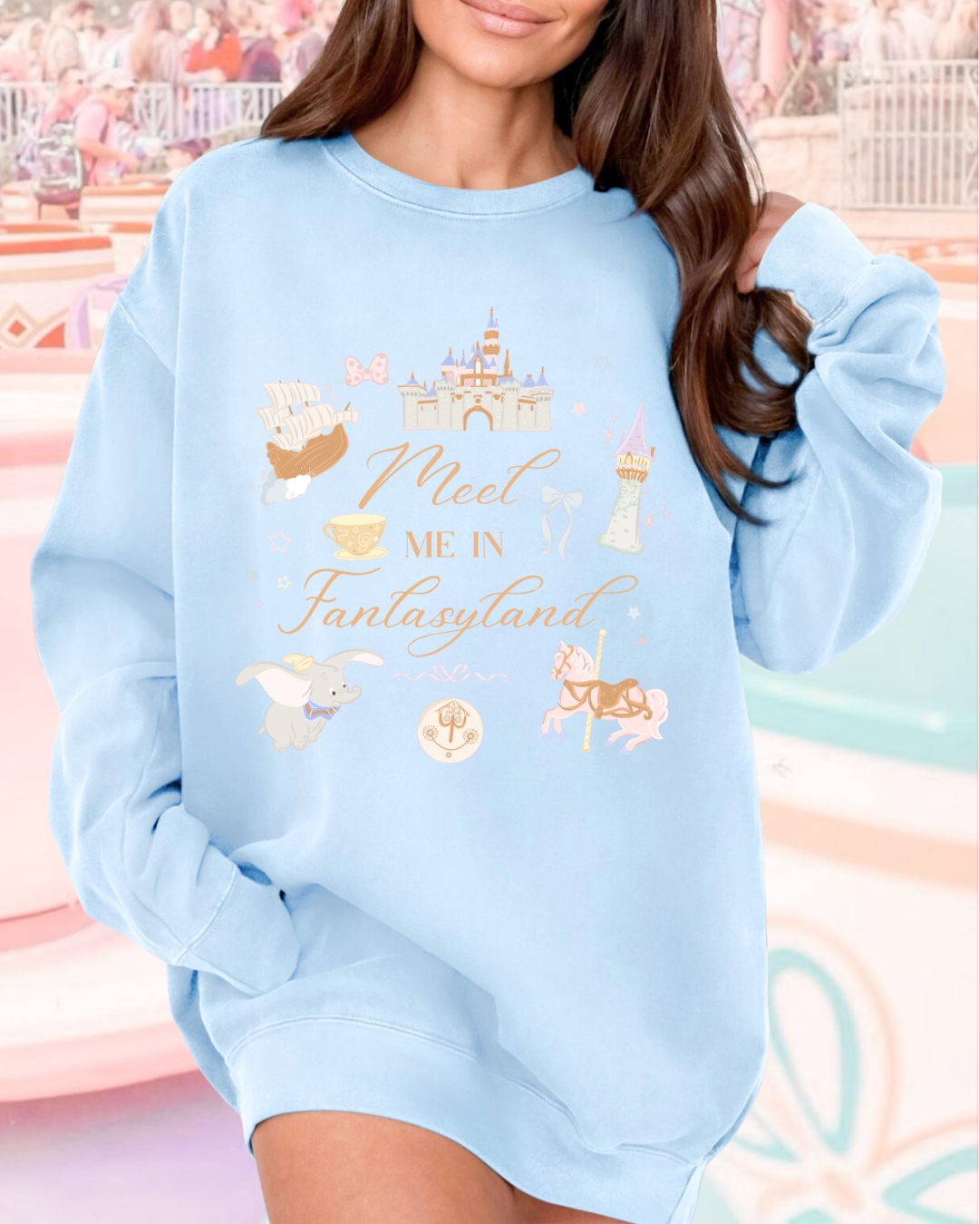Meet Me in Fantasyland Adult Shirt and Crewneck, Light Blue or Lavender